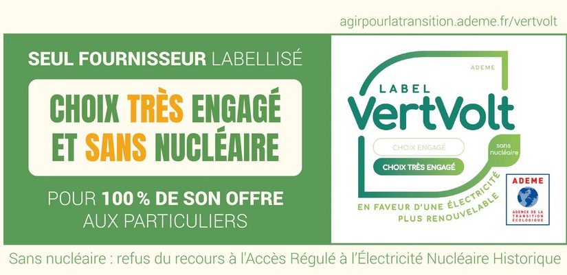 Enercoop labellisé VertVolt par l’ADEME